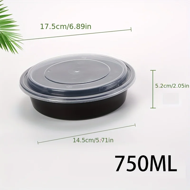 20/50pcs Disposable Lunch Boxes, Stackable Round Plastic Salad Bowl, Refrigerator Microwave Tableware Food Storage Container