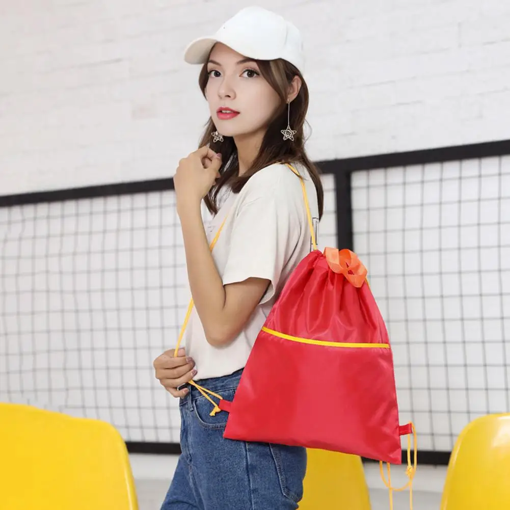 

Gym Backpack Waterproof Foldable Drawstring Bag with Shoulder Strings Large Capacity Sports Backpack for Travel Hiking Camping