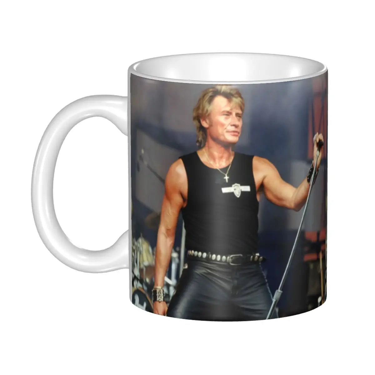 DIY Johnny Hallyday Music Singer Ceramic Mugs Personalized French Rock Coffee Cup Creative Gift