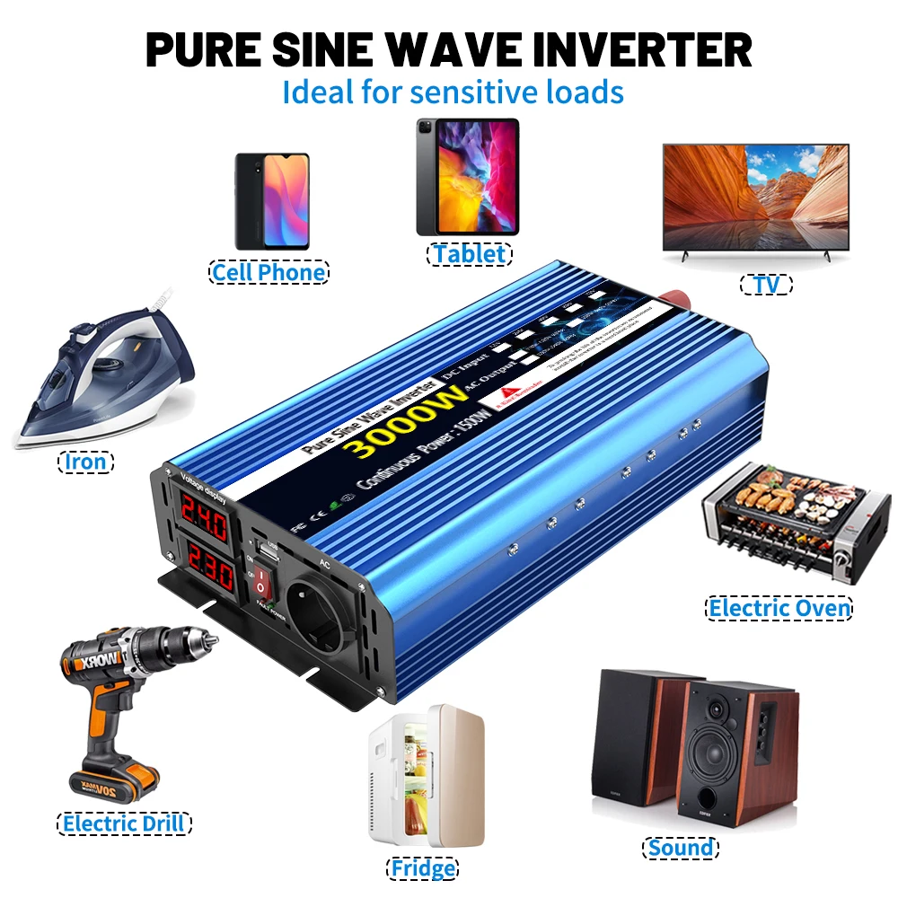 Imagem -05 - Auto Inversor com Inversor Spannung 12v 220v 2000w 2500w 4000w 12v 24v dc zu ca 220 50hz Sannung