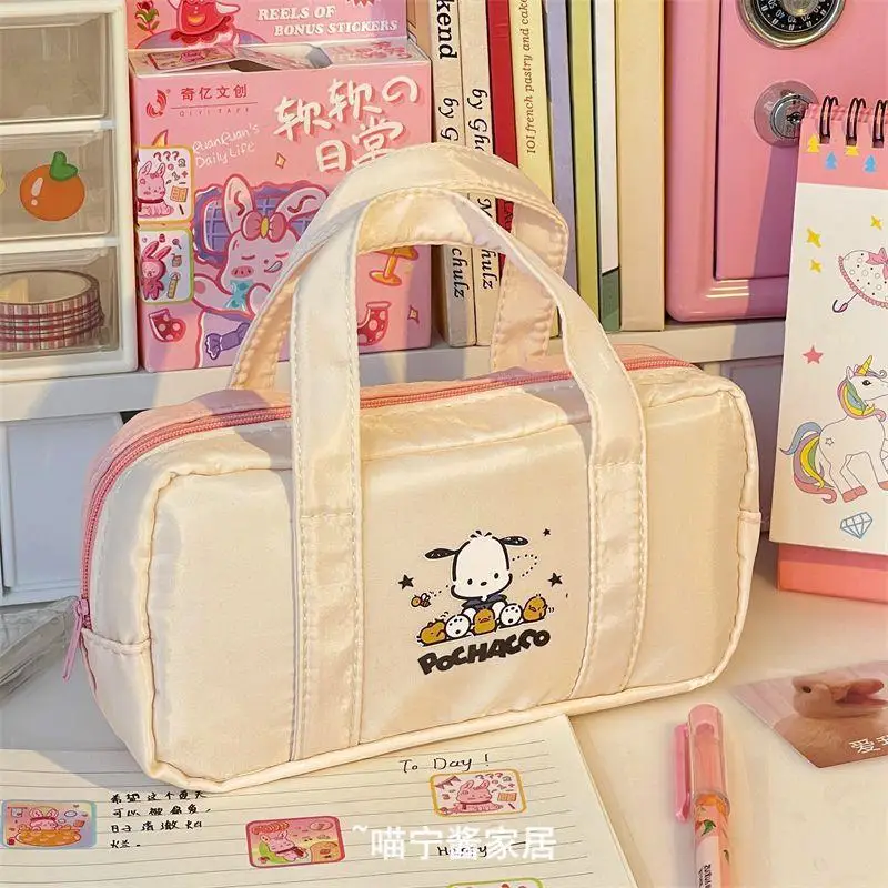 Hello Kitty Pencils Bags Sanrio Handbags Pencil Case Melody Pouch Kawaii Kuromi Pen Box Supplies Stationery Pochacco Organizer