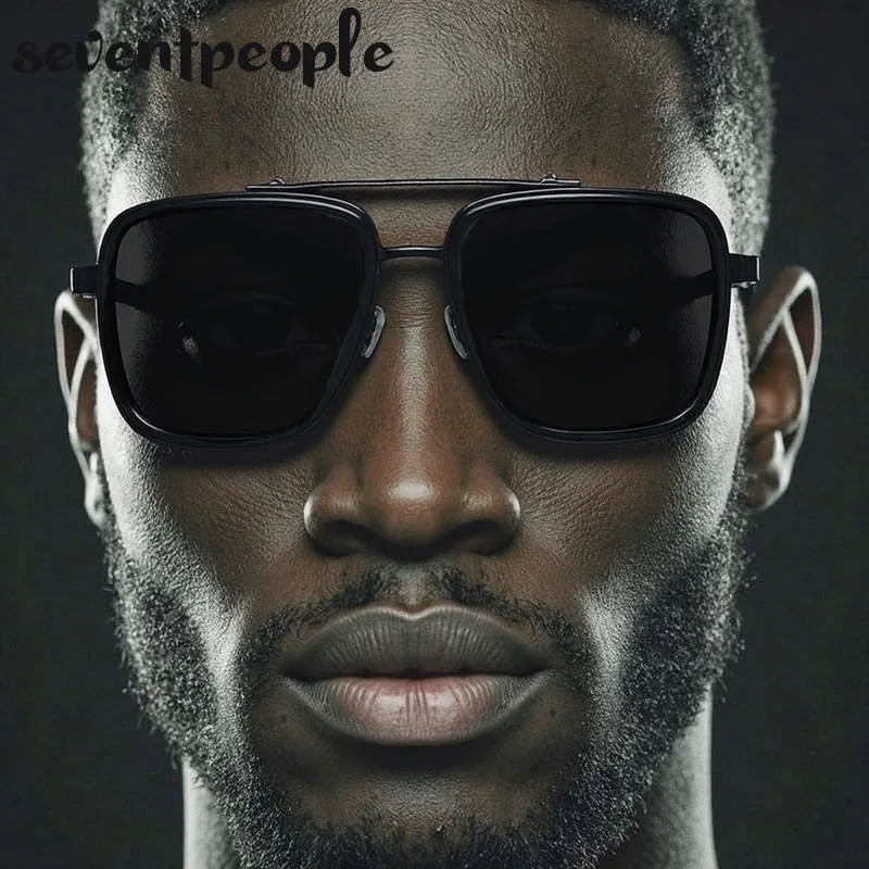 

Classic Square Punk Sunglasses Men 2025 Luxury Brand Trendy Metal Frame Outdoor Sun Glasses Vintage Double Beam Shades For Male