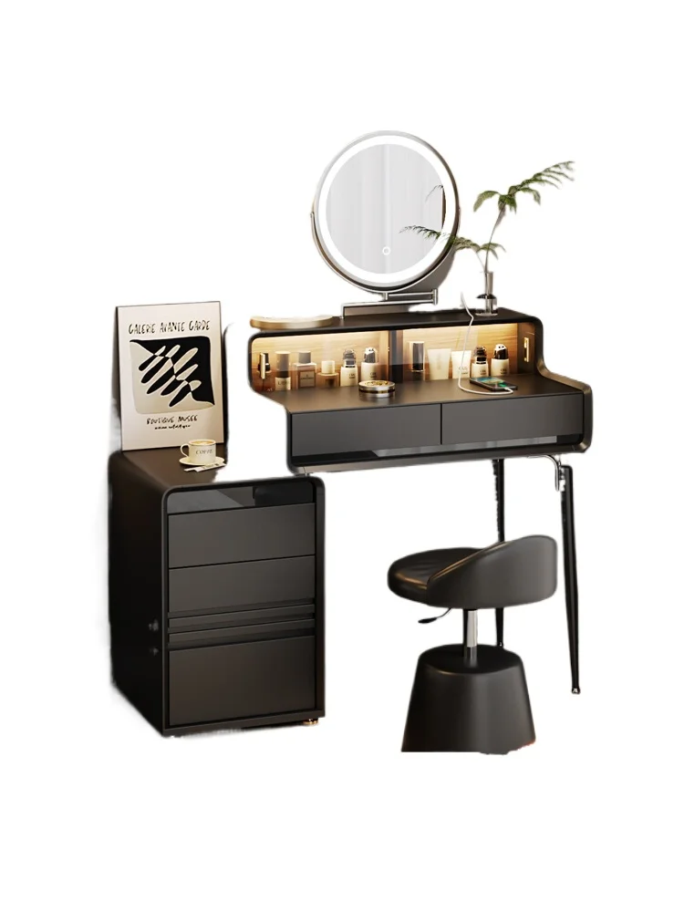 

Комод для маленькой квартиры, прикроватная тумбочка, встроенное зеркало для макияжа, свет, роскошный простой современный столик для макияжа для спальни