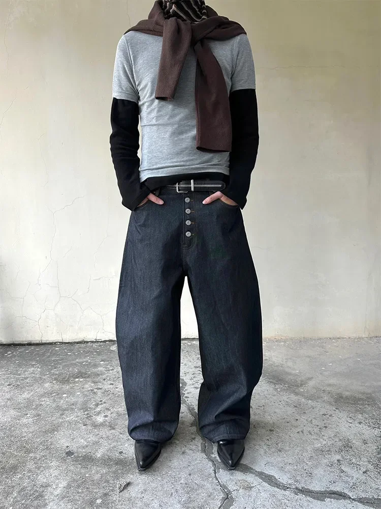 

No faith 25SS American red edge red ear original cow jeans scimitar Baggy wide leg pants