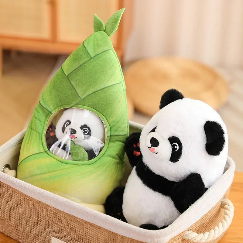 35/50cm Funny Bamboo Shoot Panda Plush Toy Cute Bear Stuffed Animals Panda Hiding in Bag Plushies Doll Soft Kids Baby Toys Gifts