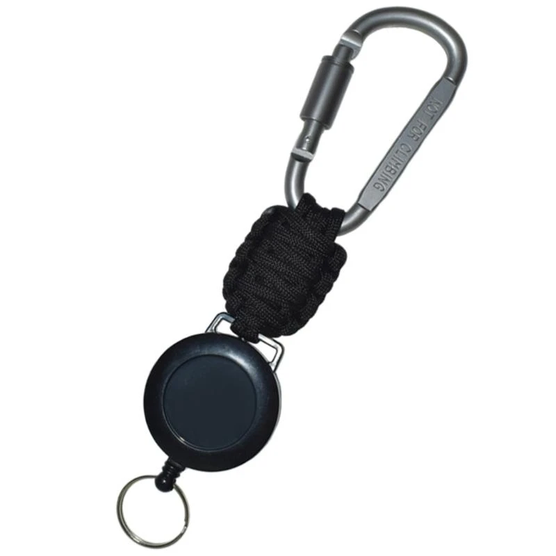 U2JB Extendable Keychains Badges Holder Badges Holder Strong Casing Metal Coiled Steel Wire Rope Carabiner Keyrings