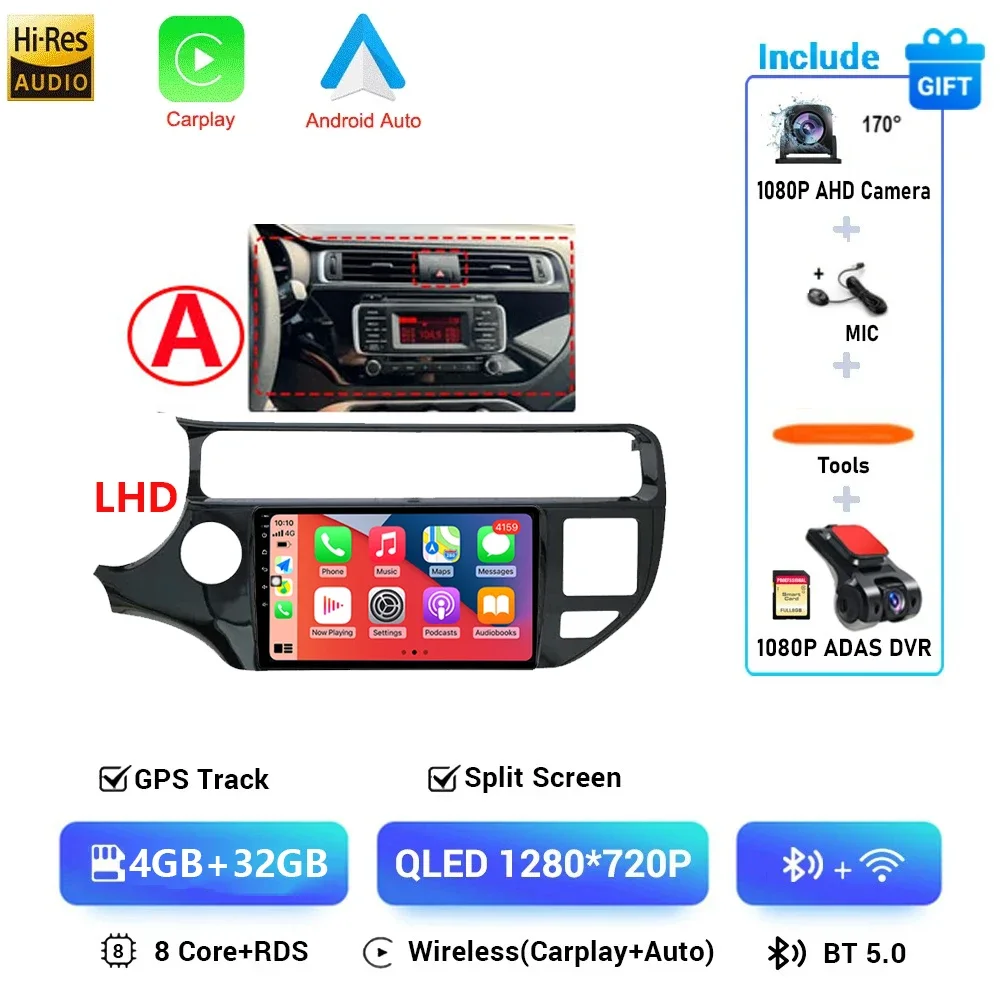 Android 16 Autoradio voor KIA K3 RIO 2011 2012 2013 2014 2015 Multimedia Speler 2 Din Carplay Stereo GPS Wifi DVD Luidsprekers 4G