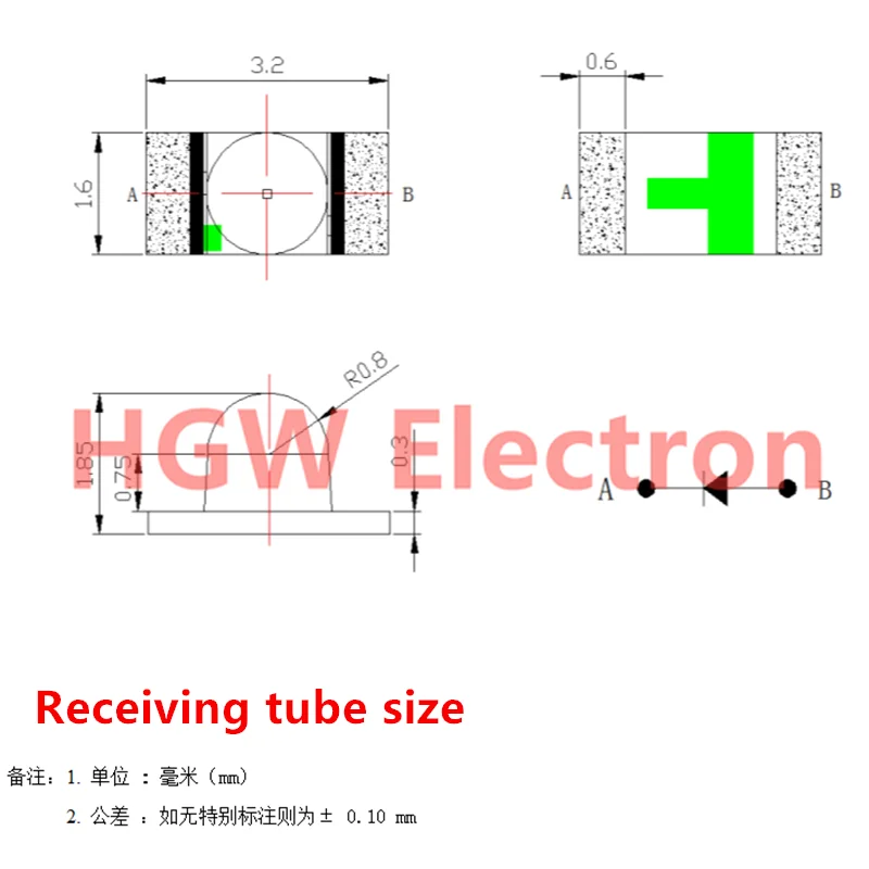 100pcs 1206 ball head patch transceiver diode 3216 convex head infrared receiving tube to tube correlation IR940NM/IR850NM