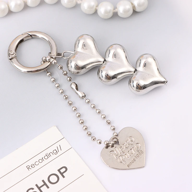 Fashionable Heart Beaded Key Chain Multifunctional Mobile Phone Lanyard Personalized Car Key Accessory Key Ring Bag Pendant