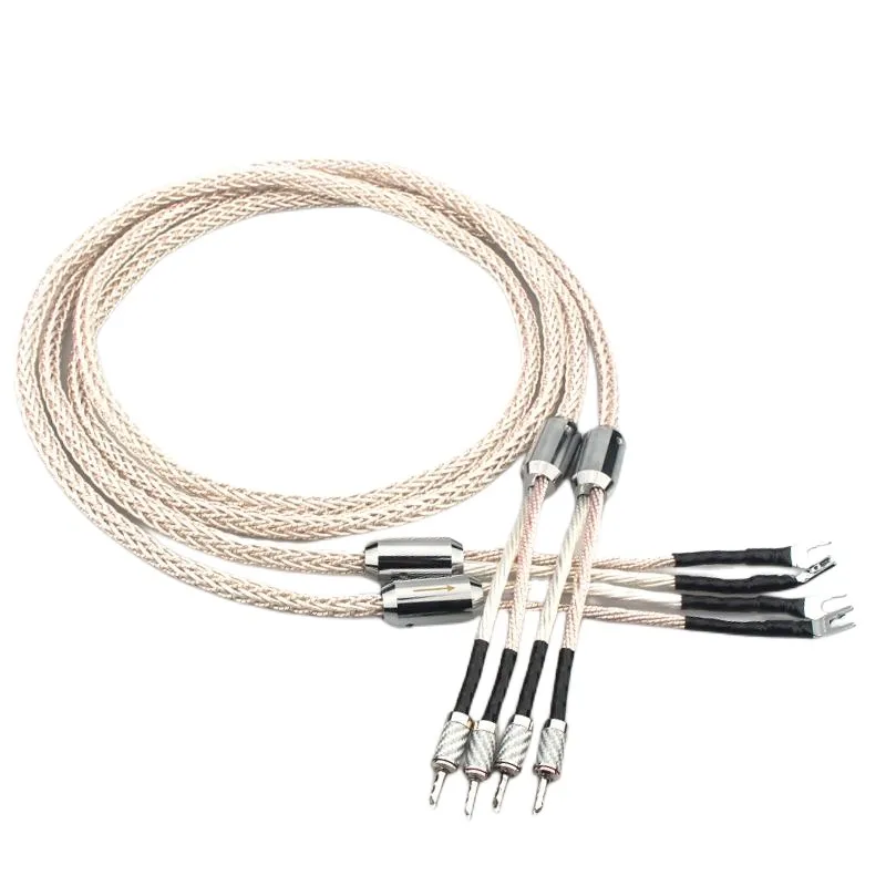 Audiophile Microspac Copper+Silver Audio Speaker Cable HIFI with Rhodium plated Banana or Spade Connector