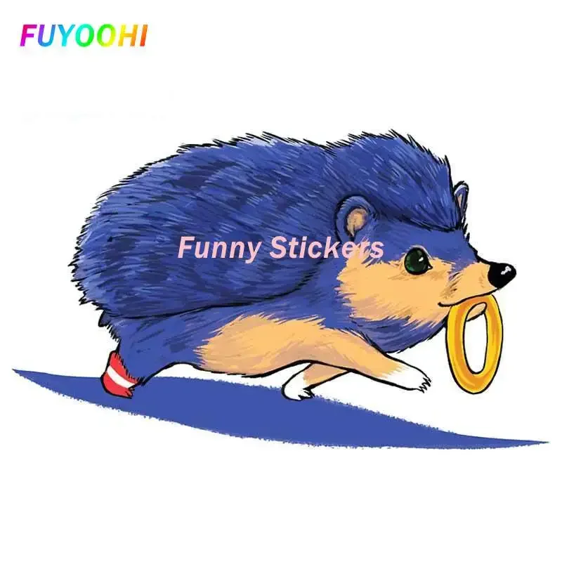 

FUYOOHI Play Stickers for Cute Little Hedgehog Bites The Ring Vinyl Car Wrap VAN Waterproof Car Stickers Occlusion Scratch Decal