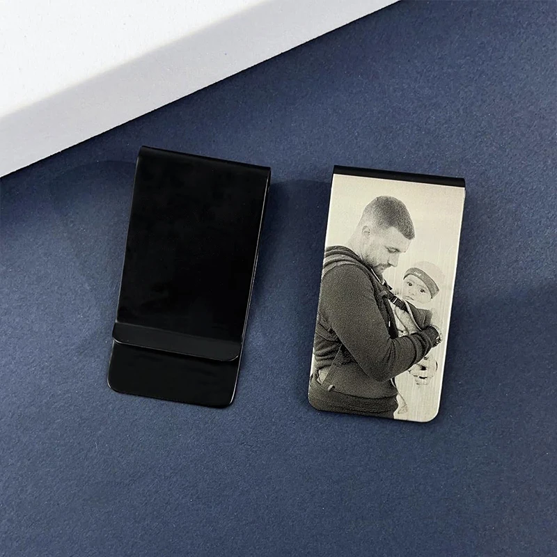 Custom Black Stainless Steel Money Clip For Men Personalized Picture Text Money Clip Suitable For Holding Cash And Credit Cards