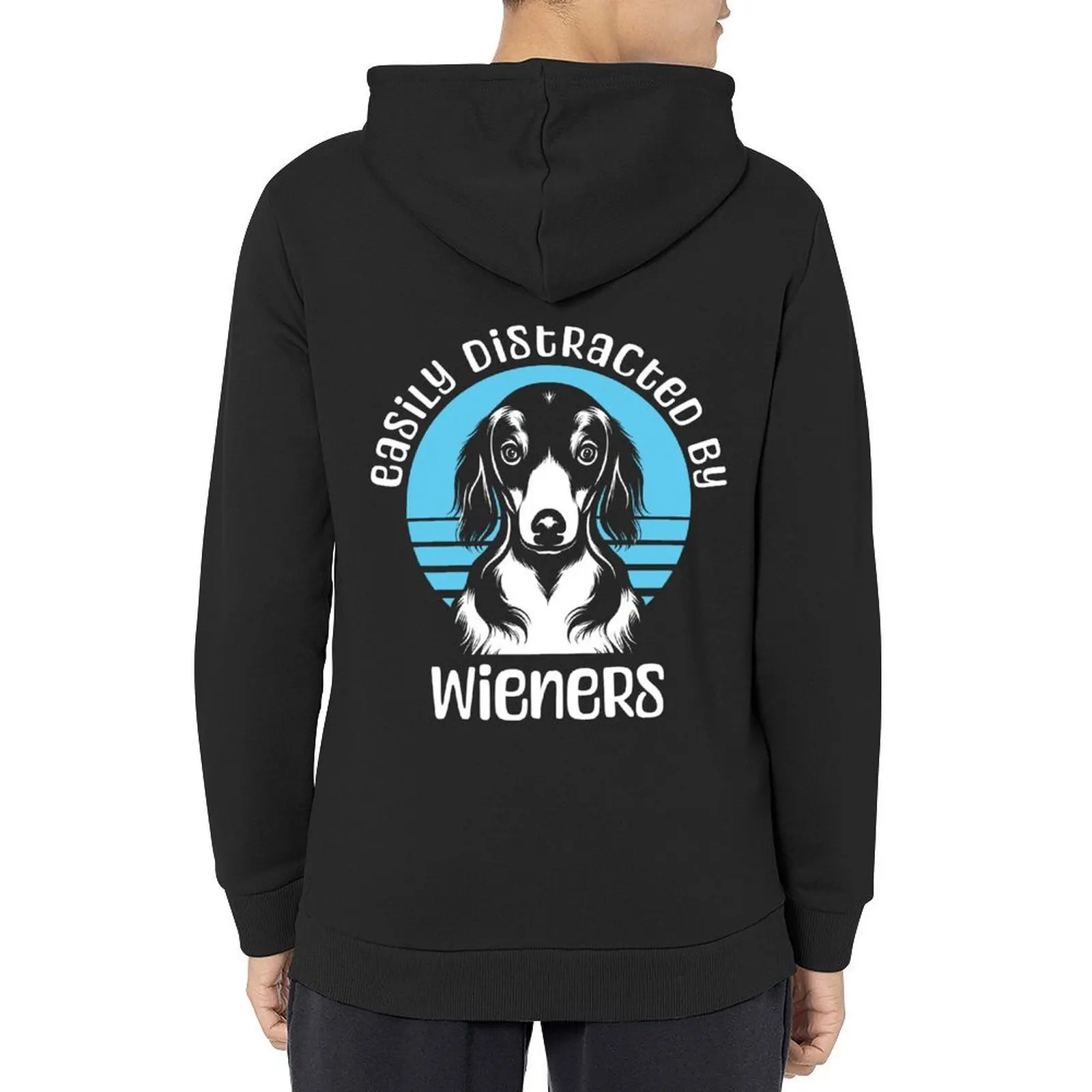 

Long Haired Dachshund Easily Disctracted by Wieners Dog Lovers Hoodie korean style clothes men's coat mens hoodie