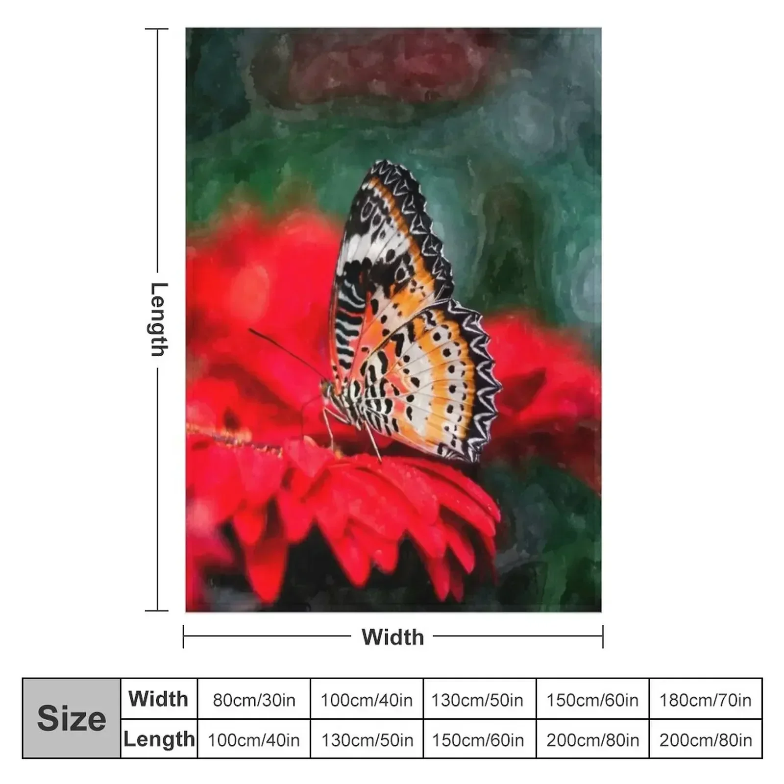 Butterfly on a red flower Throw Blanket Cute Plaid Bed Stuffeds bed plaid Extra Large Throw Kid'S Blankets