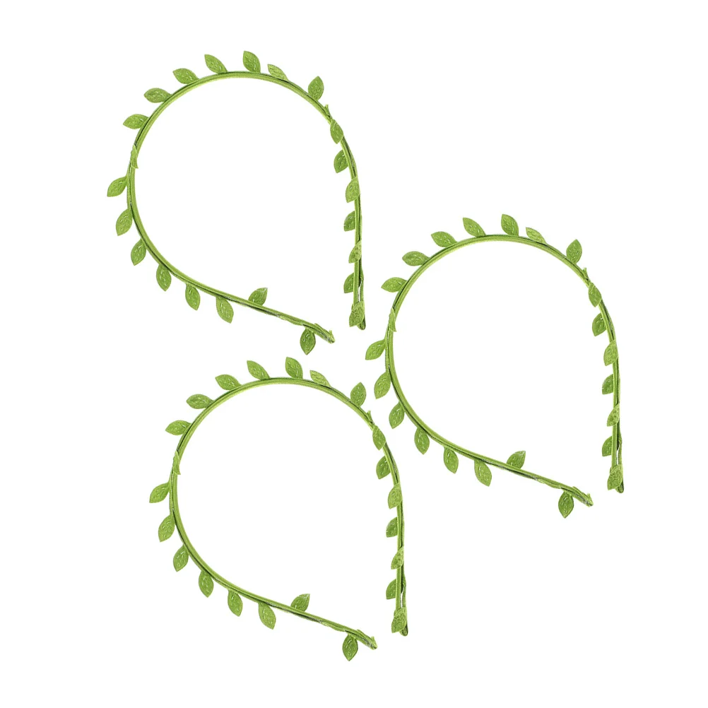 

3Pcs Green Leaf Headband Natural Design Party Headwear Wedding Festival Birthday Hair Accessories Photo Prop for Women