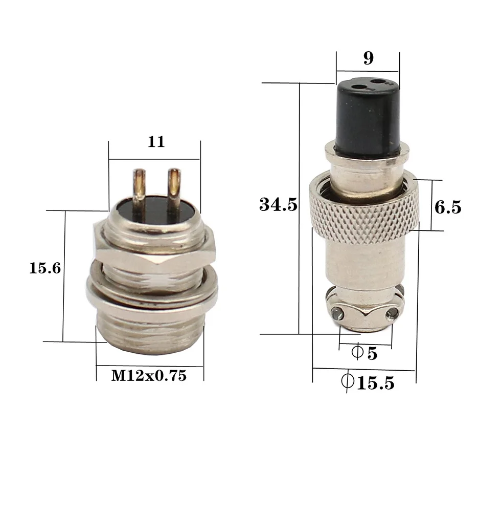 1 Set GX12 Nut Type Male & Female Electric Wire Panel Connector 2/3/4/5/6/7 Pin 12mm Circular Power Aviation Socket & Plug