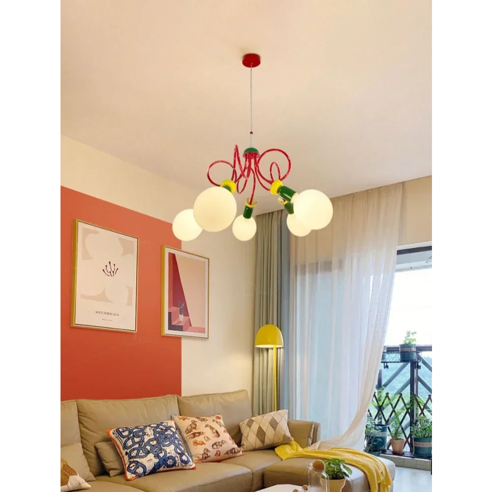 Imagem -04 - Memphis Color Bedroom Fun Chandelier Luzes Modernas Simples para Quarto de Crianças Designer de Estudo Personality Living Room