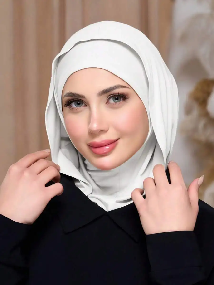 

Elastic Knitted Headscarf Turban Covering Neck For Prayer Travel Work Daily Wear