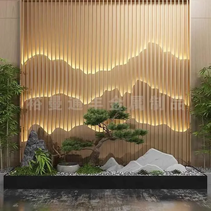 New Chinese Style Stainless Steel Screen Partition for Living Room Entrance Hall Restaurant Foyer Landscape Painting Home