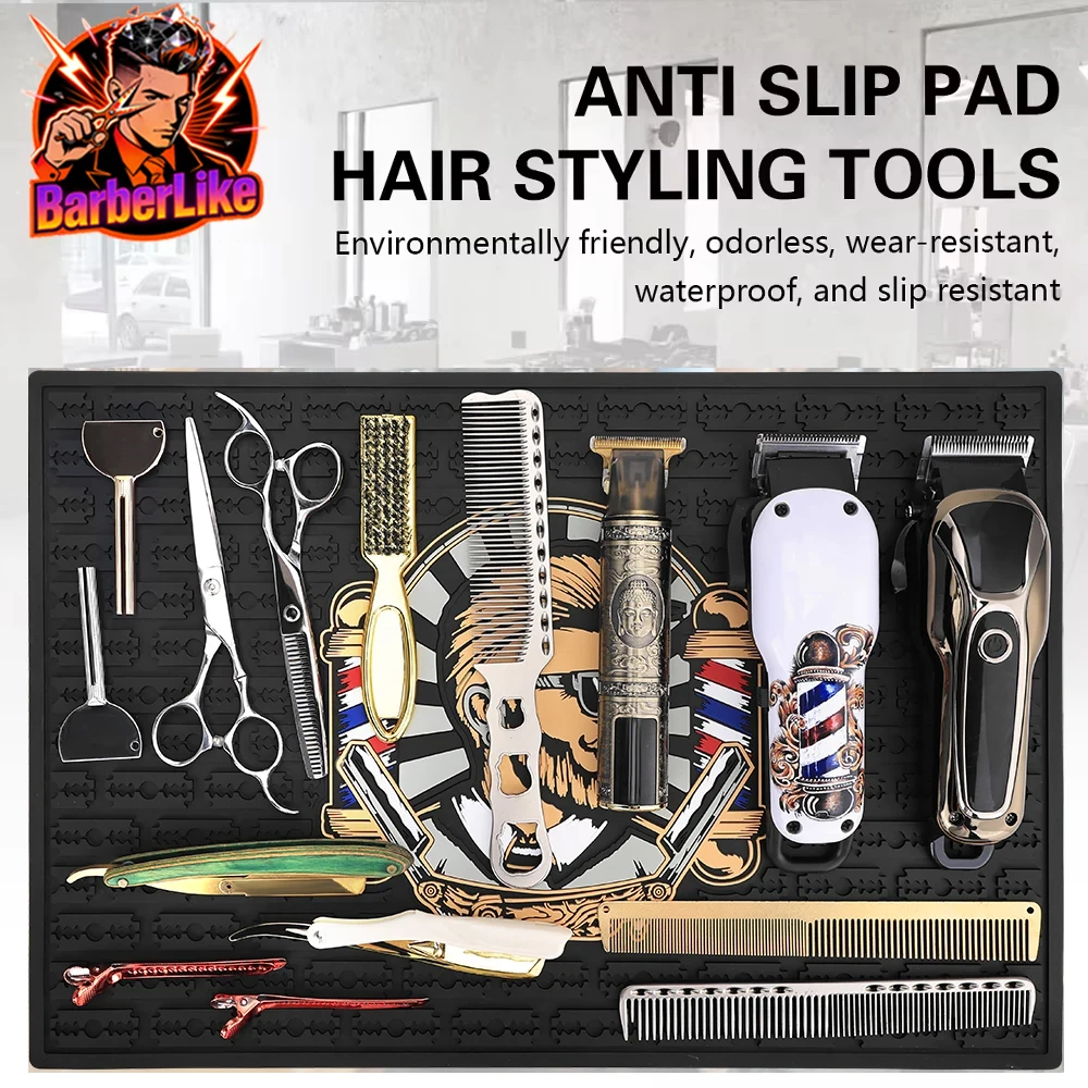 Barber Mats Barber Tools Storage Mat Barbershop NonSlip Magnetic Silicone Cushion Tray Storage Heat Insulation Working Pad ﻿