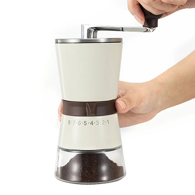 Adjustable Manual Coffee Grinder with Ceramic Burr and Glass