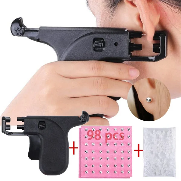 1 مجموعة المهنية ثقب الأذن بندقية أداة مجموعة المهنية ثقب الأذن بندقية أداة مجموعة EarStuds الصلب الأذن الأنف السرة ثقب الجسم