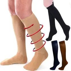 Compression Stockings Knee High Calf Compression Socks Blood Circulation Promotion Slimming Socks Anti-Fatigue Solid Color Socks