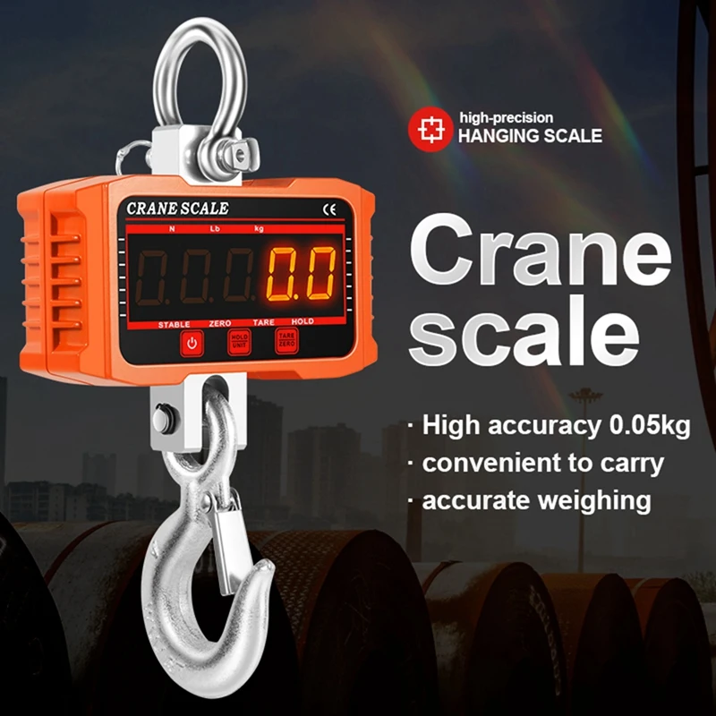 1000KG Digital Electronic Scale High-Precision Portable Hanging LED Display Industrial Crane Scale Metal Scales with Battery