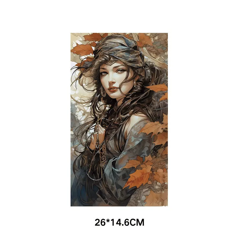 26CM Art photos of nature and beautiful girls Heat Transfer Vinyl Patches Stickers Thermal for Clothing DIY T-shirt Applique