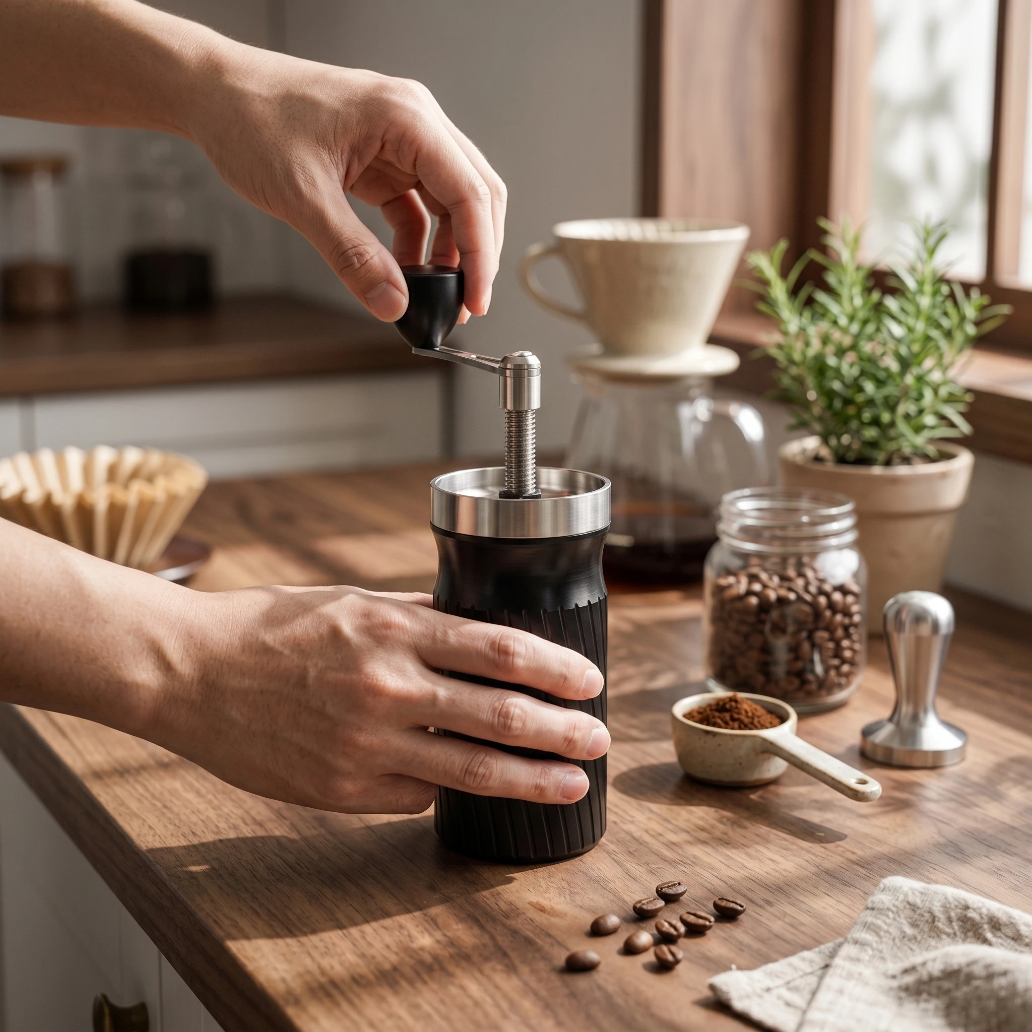 Lever Espresso Machine Removable Brewing Assembly Portable Espresso Machine Hand Press Coffee Brewer Ribbed Grip