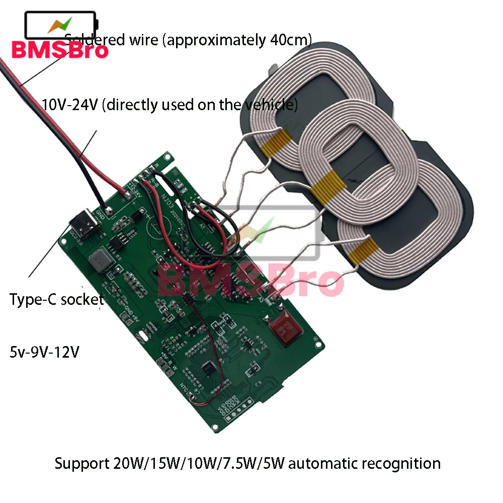 20W 12V 5V 2A Qi Wireless Fast Charger Charging Transmitter Module Circuit Board 5W/10W/15W Coil Receiver FOR CAR IPhone