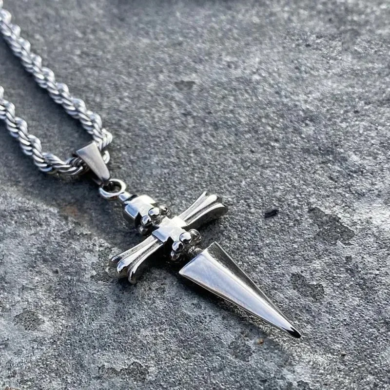 Punk Stiletto Cross Anime Accessories Judgement Chain Necklace Hunter X Hunter Pendant Men's Jewelry Gift for Boys Casual Style