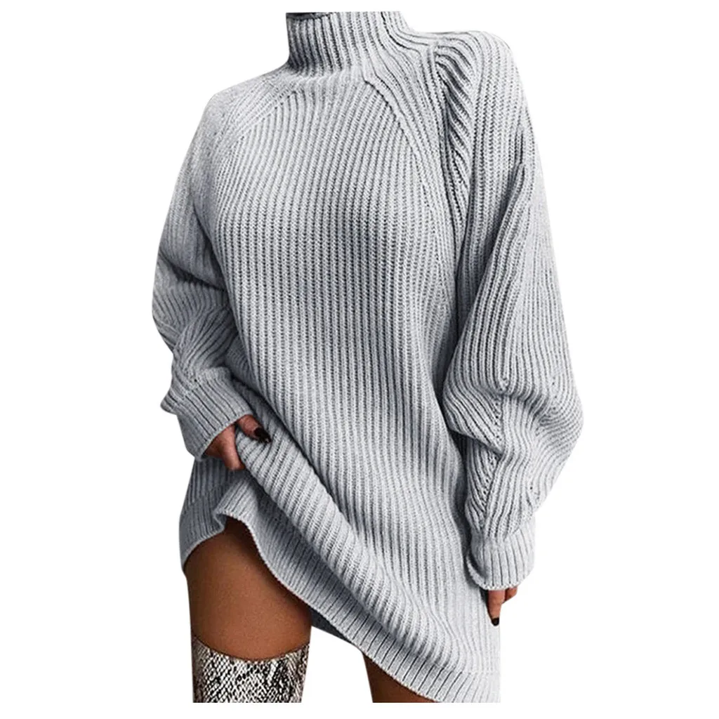 Pull Femme 2024 Autumn Turtleneck Long Sweater Women Korean Oversized Knitwear Warm Pullover Winter Sweater Dress Knitwear