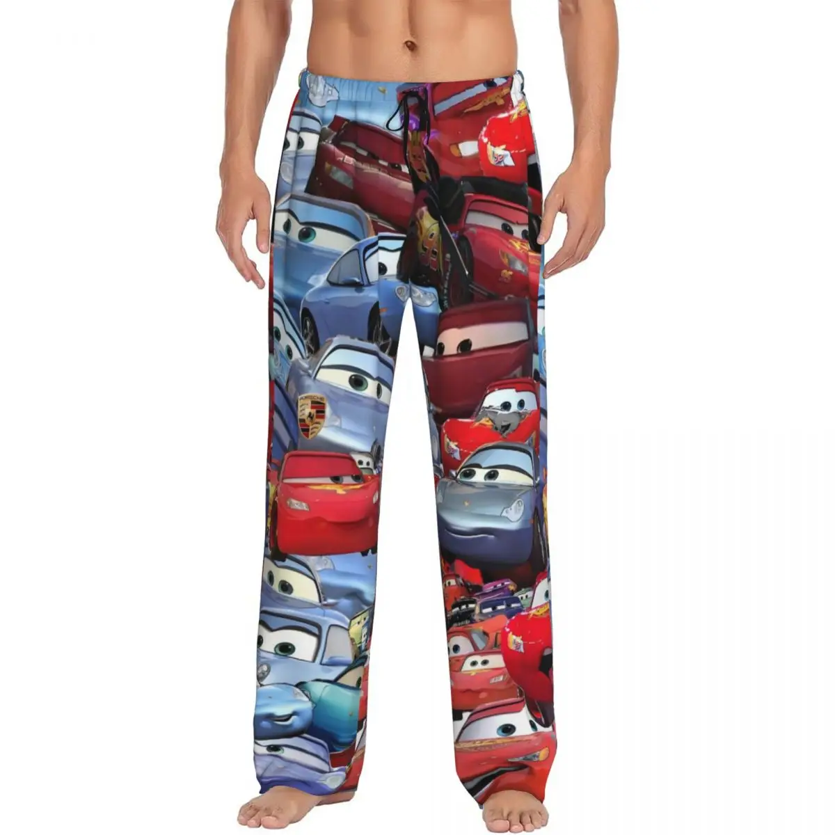 

Custom Lightning McQueen Pajama Pants Men fictional stock car Sleepwear Lounge Sleep Bottoms Stretch with Pockets