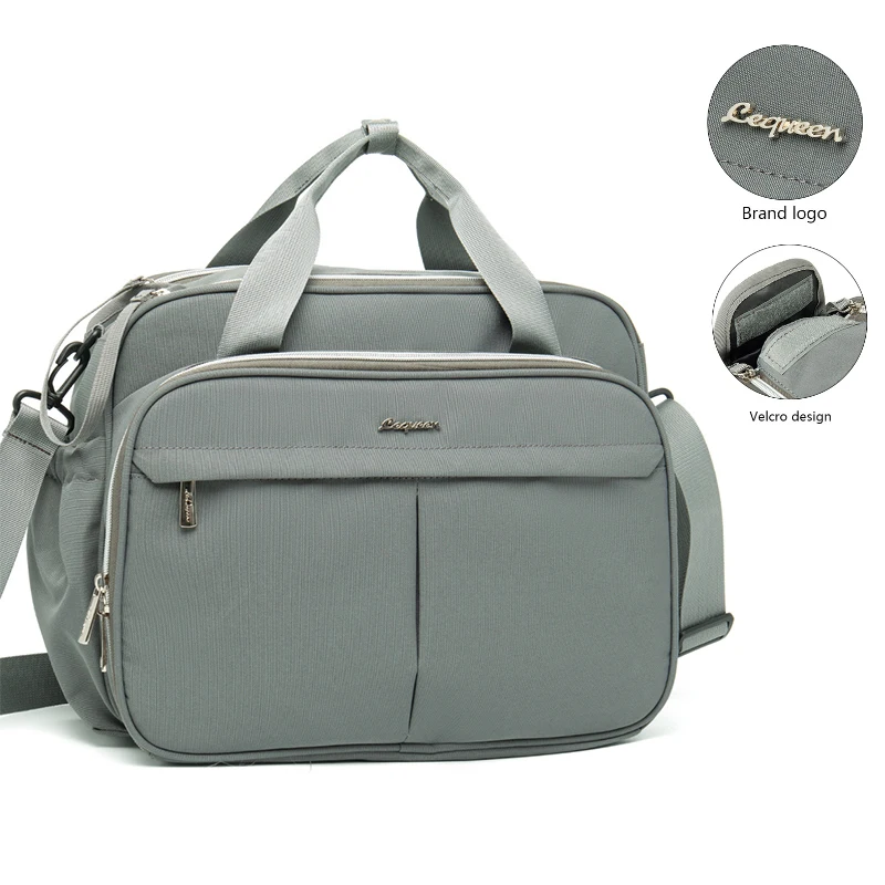 LEQUEEN-Bolsa de pañales de gran capacidad para madre, bolso de maternidad para cochecito de bebé, color gris