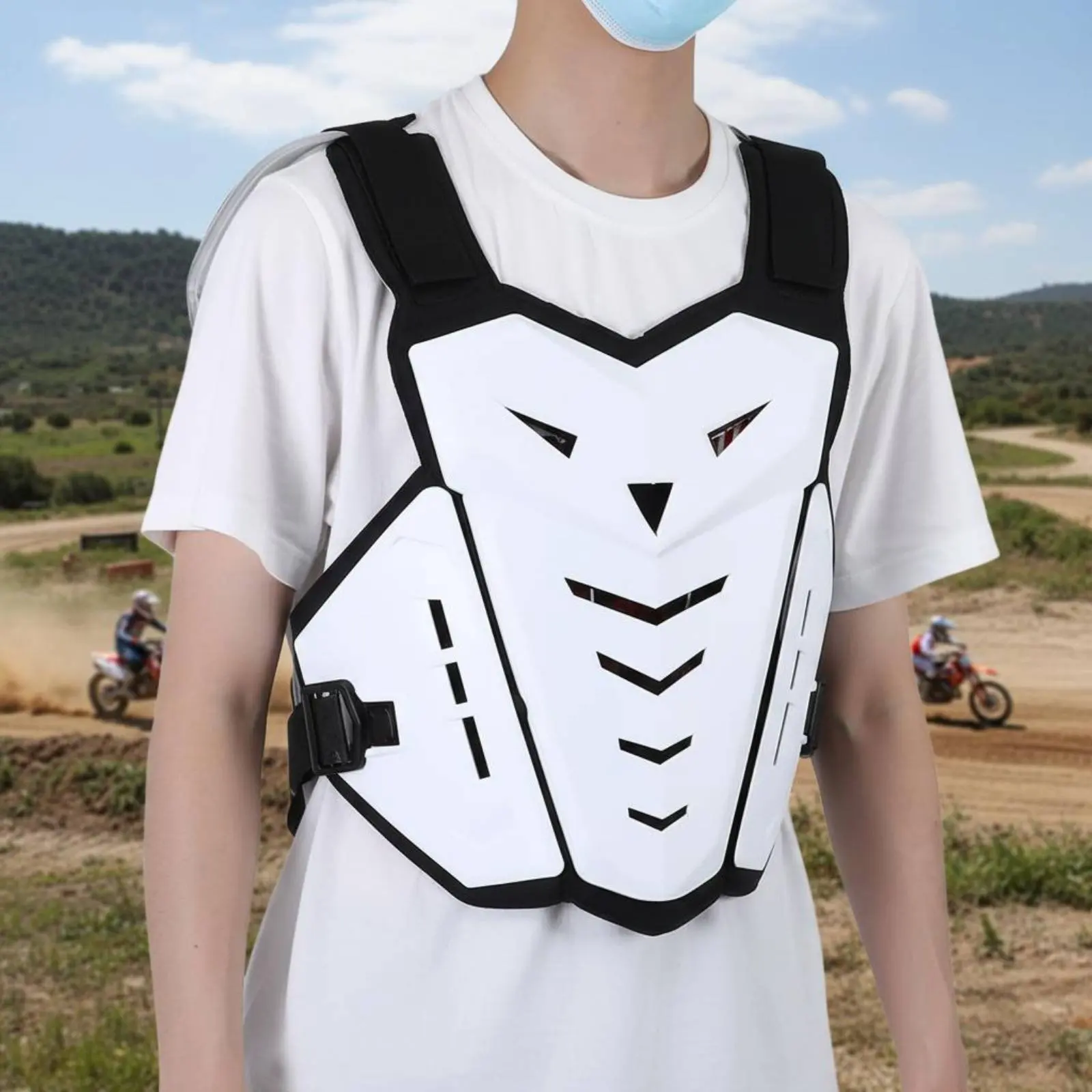 Motocross Chest Protector Breathable Motocross Vest Chest and Back Protector Ventilated Safeguarding Clothing