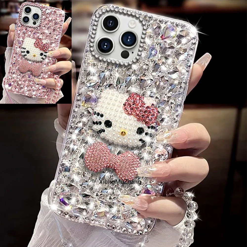 Hello Kitty Strass-Schleifen-Handyhülle für Nothing Phone 4A Pro 4B 3A Lite 3A Pro 3A 2A 3 2 1 CMF Phone 2 Pro 1 Diamant-Abdeckung Coque – Detail 1