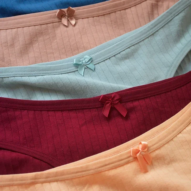 6pcs Women Panties Sexy Underwear Student CuteMid-Waisted Briefs Female Ventilation Soft Cotton Large Size Women\'s Underpants
