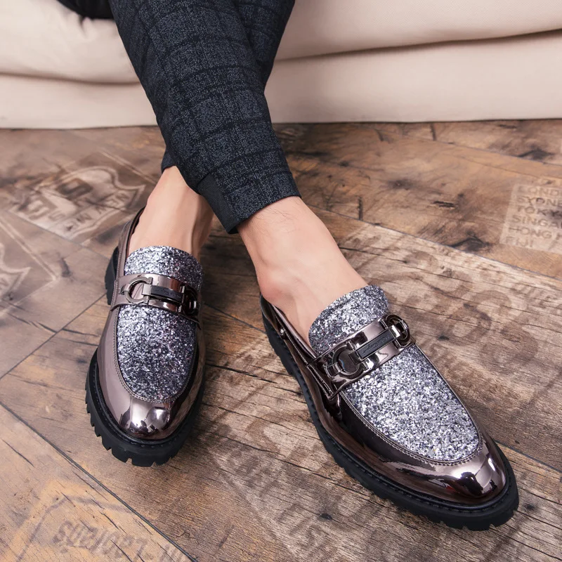 New Autumn Business British Men's Casual Leather Shoes Trendy Bright Leather Work Shoes Large Size Elevated Leather Shoes