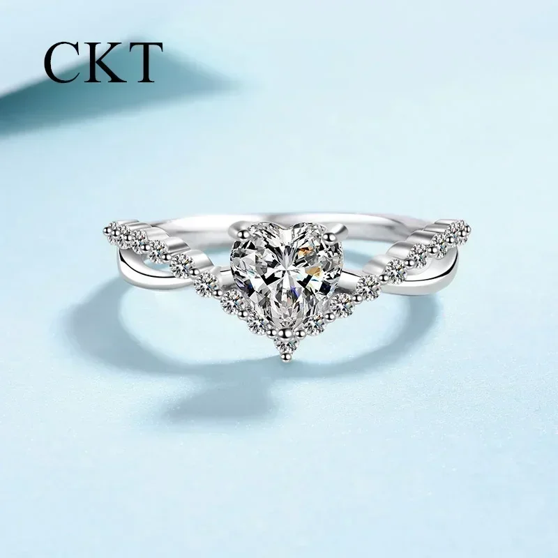 

18K White Gold High Quality Platinum Pt950 Jewelry Love 1ct Moissanite Ring for Women Luxury Confession Sparkling Wedding Ring