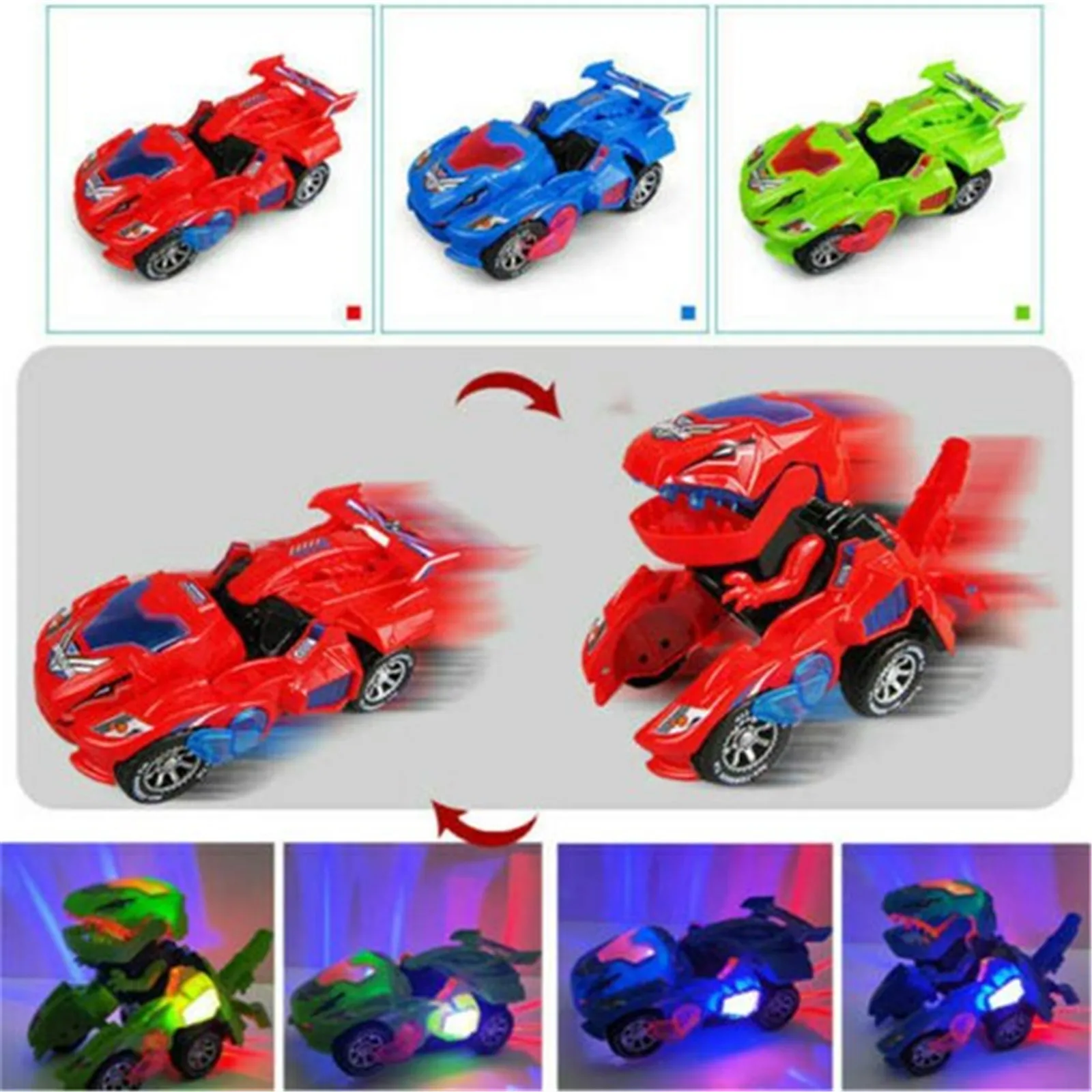 Deformed Car Dinosaur Children Toys Kids Dinosaur Deformation Toys With Led Light Flashing Music Electric Transformer Toy Car