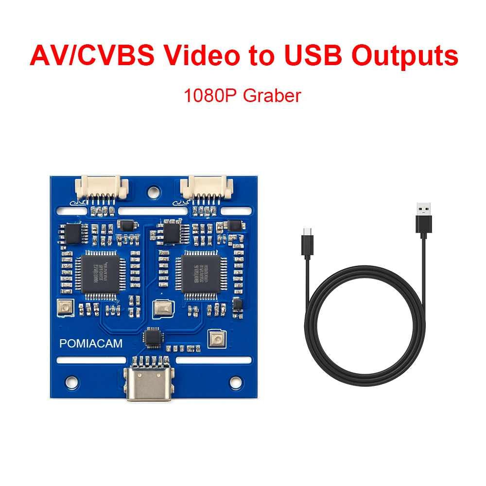 بطاقة التقاط CVBS/AV إلى USB 2.0 ثنائية القناة، بطاقة التقاط فيديو USB 1080P UVC توصيل وتشغيل محرك مجاني لنظام Android Windows