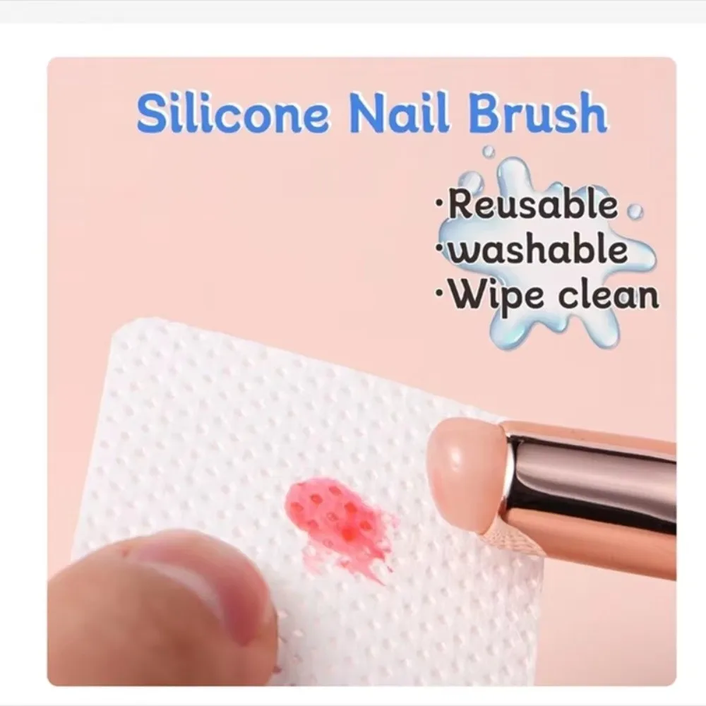 New Reusable Nail Art Silicone Brush Washable Gradient Effect Lip Brush Round-tipped Portable Makeup Brushes