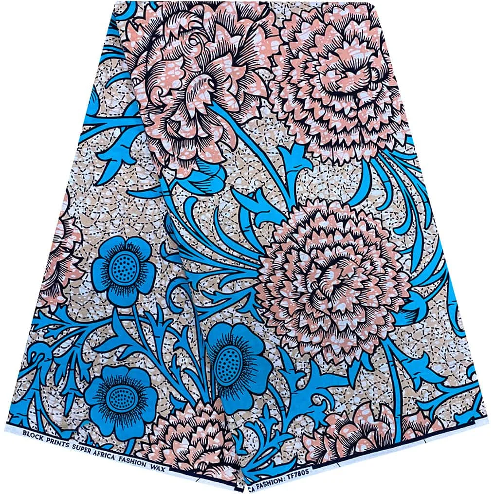 Ethnic Garments Elegant 100% Cotton Fabric Wax-Resist Dyeing with African Print Wax