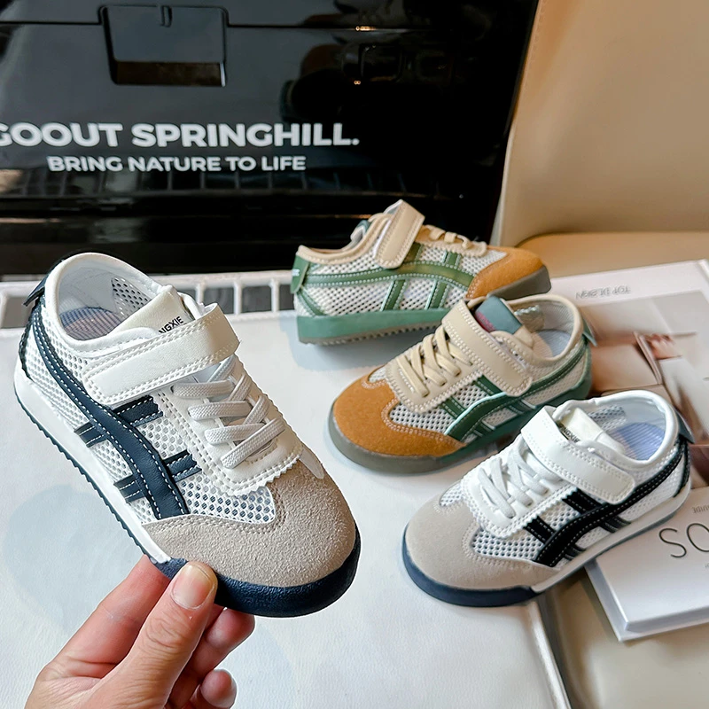 

2026 Latest Fashion Girls Shoes Lace Mesh Breathable Spring Autumn Sneakers Retro Style Shoes for Boys and Girls Kids Shoes