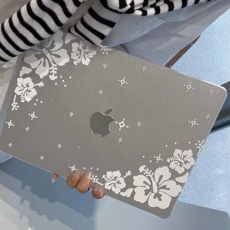 White Flower Cute Laptop Case For Macbook Neo 2026 A3404 Air 13 15 M4 M5 A3448 Touch Bar ID Pro 14 A3426 Mac 16 inch A3428 Cover