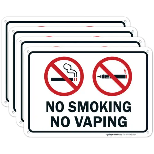 No Smoking No Vaping Sign, (1 Pack) 7x10 Aluminum