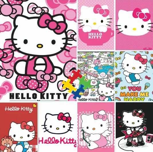 Cute Cartoon Hellokitty Wooden Puzzle for Girls and Children, Brain Burning Puzzle Game Decoration Preferred Holiday Gift