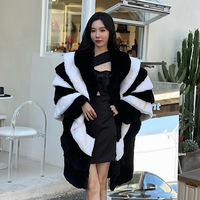 2023 New  Winter Whole Skin Fur Rex Rabbit Hair Fashionable Contrast Lapel Young Medium And Fur Coat Lady