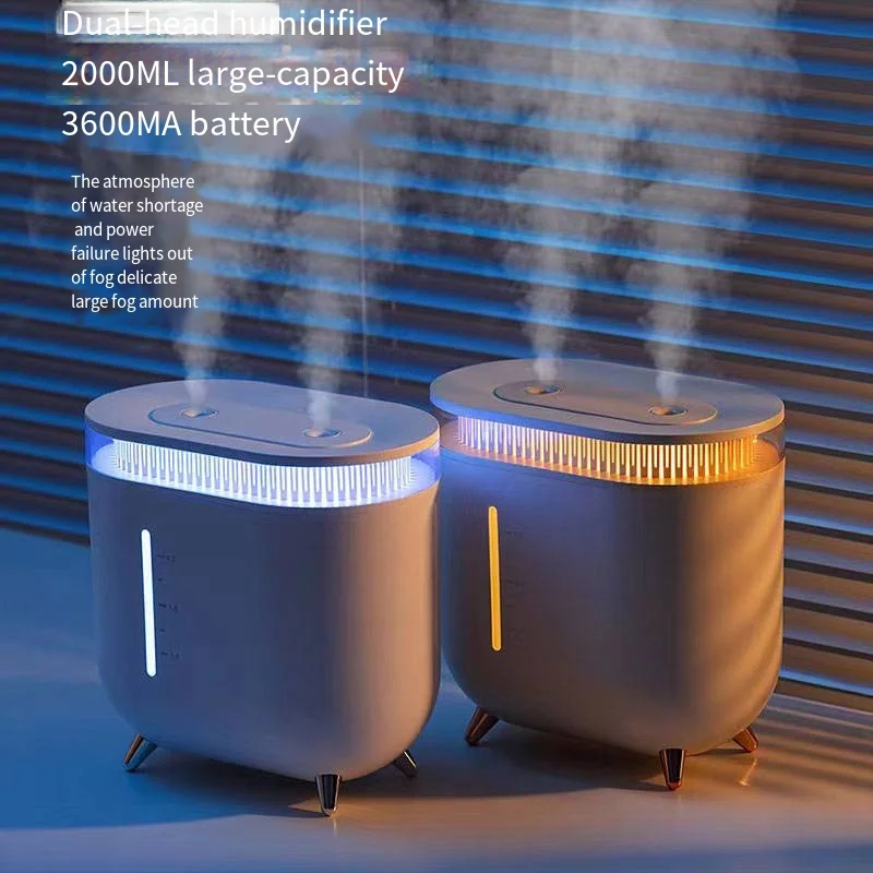 Humidificador gospodarstwa domowego ciężka mgła nawilżacz z podwójną dyszą 2L o dużej pojemności pulpit USB atomizer powietrza biuro maszyna do aromaterapii